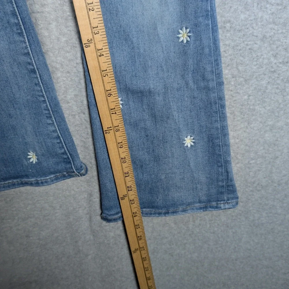 Gap 70s Flare Jeans Kids Size 10 Daisy Embroidered Hippie Boho Light Wash
